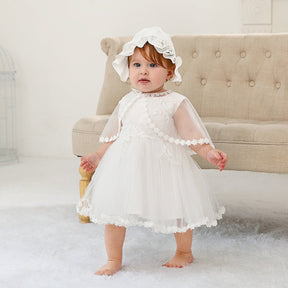 Vestido Batizado Tule + Touca | 0 - 24 Meses - Betina Baby