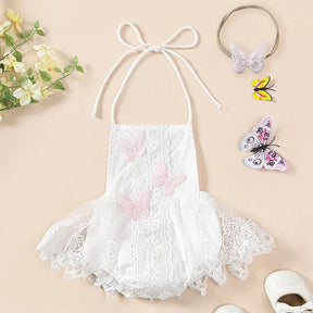 Vestido Body Bordado Borboleta + Laço | 0 - 24 Meses - Betina Baby