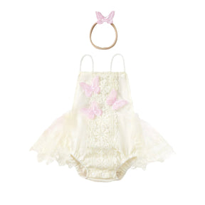 Vestido Body Bordado Borboleta + Laço | 0 - 24 Meses - Betina Baby