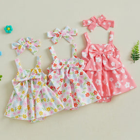 Vestido Body Floral + Laço | 0 - 18 Meses - Betina Baby