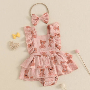 Vestido Body Ursinho + Laço | 0 - 18 Meses - Betina Baby