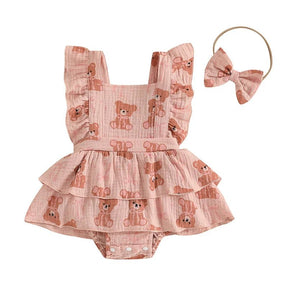 Vestido Body Ursinho + Laço | 0 - 18 Meses - Betina Baby