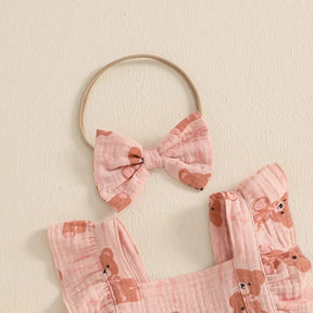 Vestido Body Ursinho + Laço | 0 - 18 Meses - Betina Baby