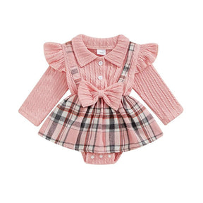 Vestido Body Xadrez Rosa | 0 - 18 Meses - Betina Baby