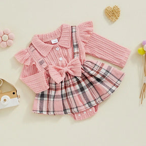 Vestido Body Xadrez Rosa | 0 - 18 Meses - Betina Baby