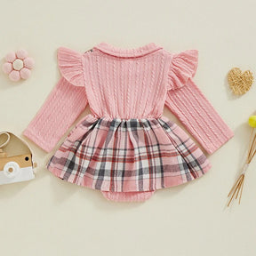 Vestido Body Xadrez Rosa | 0 - 18 Meses - Betina Baby