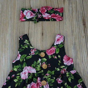 Vestido Botões Flores + Laço | 6M - 4 Anos - Betina Baby