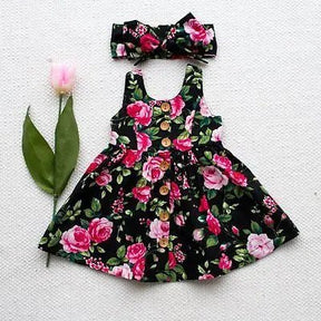 Vestido Botões Flores + Laço | 6M - 4 Anos - Betina Baby