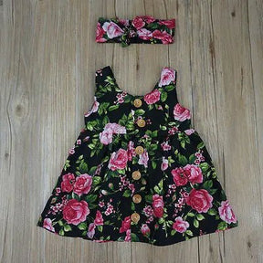 Vestido Botões Flores + Laço | 6M - 4 Anos - Betina Baby