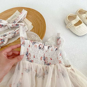 Vestido Tule Asinha Flores | 0 - 24 Meses - Betina Baby