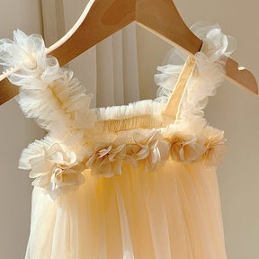 Vestido Tule Básico Flor | 6M - 24 Meses - Betina Baby