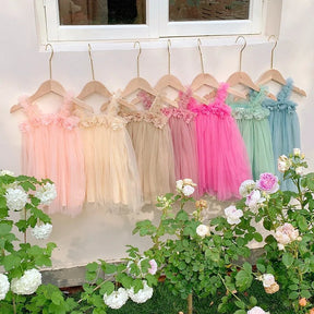 Vestido Tule Básico Flor | 6M - 24 Meses - Betina Baby