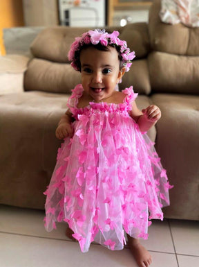 Vestido Tule Borboletas Alcinha | 6-24 Meses - Betina Baby