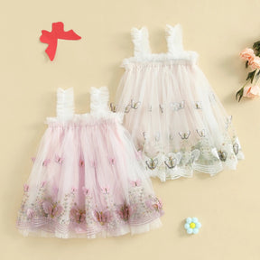Vestido Tule Bordado Borboletas | 0 - 24 Meses - Betina Baby