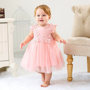 Vestido Tule Bordado Flores | 0 - 24 Meses - Betina Baby