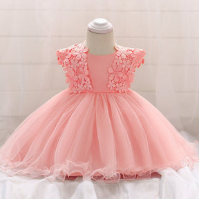 Vestido Tule Bordado Flores | 0 - 24 Meses - Betina Baby