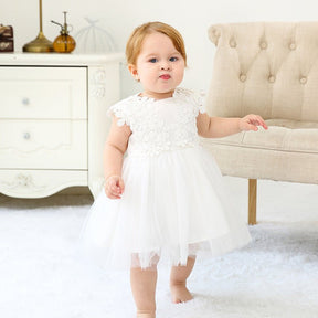 Vestido Tule Bordado Flores | 0 - 24 Meses - Betina Baby