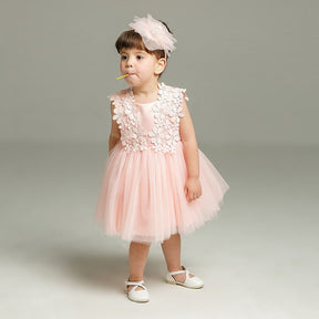 Vestido Tule Bordado Flores | 0 - 24 Meses - Betina Baby