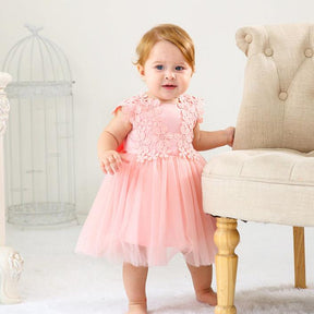 Vestido Tule Bordado Flores | 0 - 24 Meses - Betina Baby