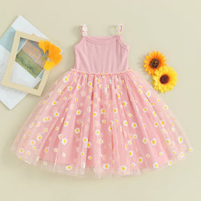 Vestido Tule Longo Margaridas | 6M - 3 Anos - Betina Baby