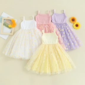 Vestido Tule Longo Margaridas | 6M - 3 Anos - Betina Baby