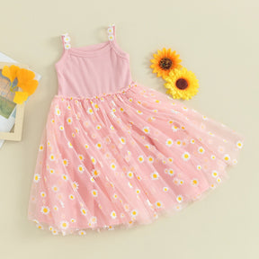 Vestido Tule Longo Margaridas | 6M - 3 Anos - Betina Baby