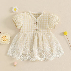 Vestido Xadrez Rendado | 3 - 18 Meses - Betina Baby