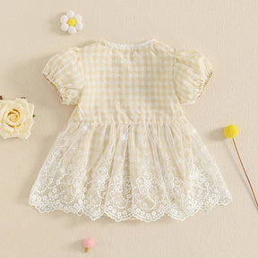 Vestido Xadrez Rendado | 3 - 18 Meses - Betina Baby