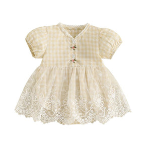 Vestido Xadrez Rendado | 3 - 18 Meses - Betina Baby