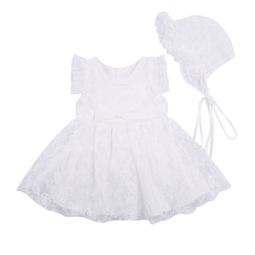 Vestido de Festa Renda + Touca | 0-24 Meses - Betina Baby
