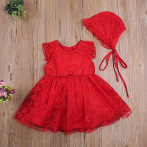 Vestido de Festa Renda + Touca | 0-24 Meses - Betina Baby