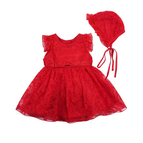 Vestido de Festa Renda + Touca | 0-24 Meses - Betina Baby