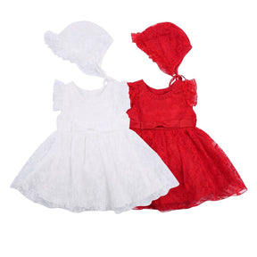 Vestido de Festa Renda + Touca | 0-24 Meses - Betina Baby