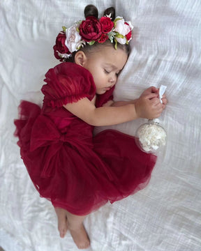 Vestido Manguinha Tule + Laço | 0-24 Meses - Betina Baby