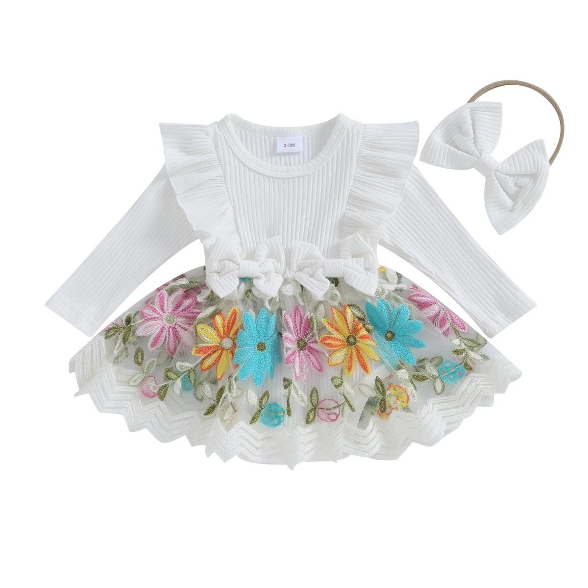 Vestido Tule Flores Colorido | 0-18 Meses - Betina Baby