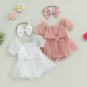 Vestido Tule + Laço | 0-24 Meses - Betina Baby