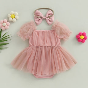 Vestido Tule + Laço | 0-24 Meses - Betina Baby