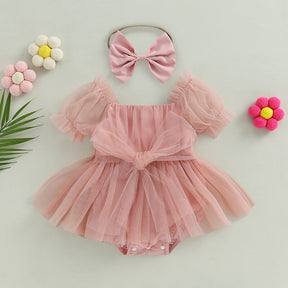 Vestido Tule + Laço | 0-24 Meses - Betina Baby