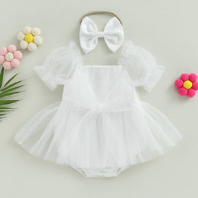Vestido Tule + Laço | 0-24 Meses - Betina Baby