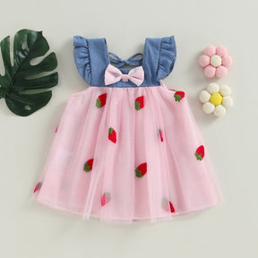 Vestido Tule Morango | 6M-3 Anos - Betina Baby