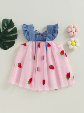 Vestido Tule Morango | 6M-3 Anos - Betina Baby