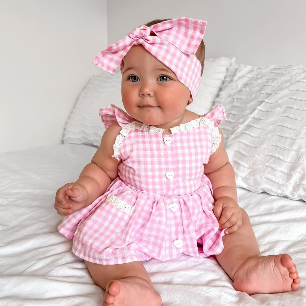 Vestido Xadrez Mocinha Rosa | 0-18 Meses - Betina Baby